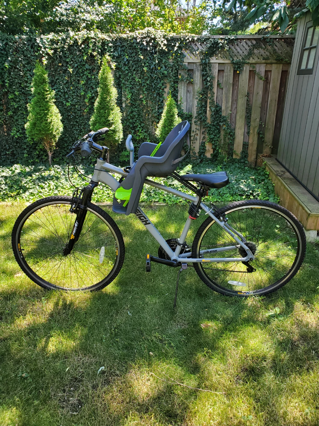 Raleigh bicycle with child seat