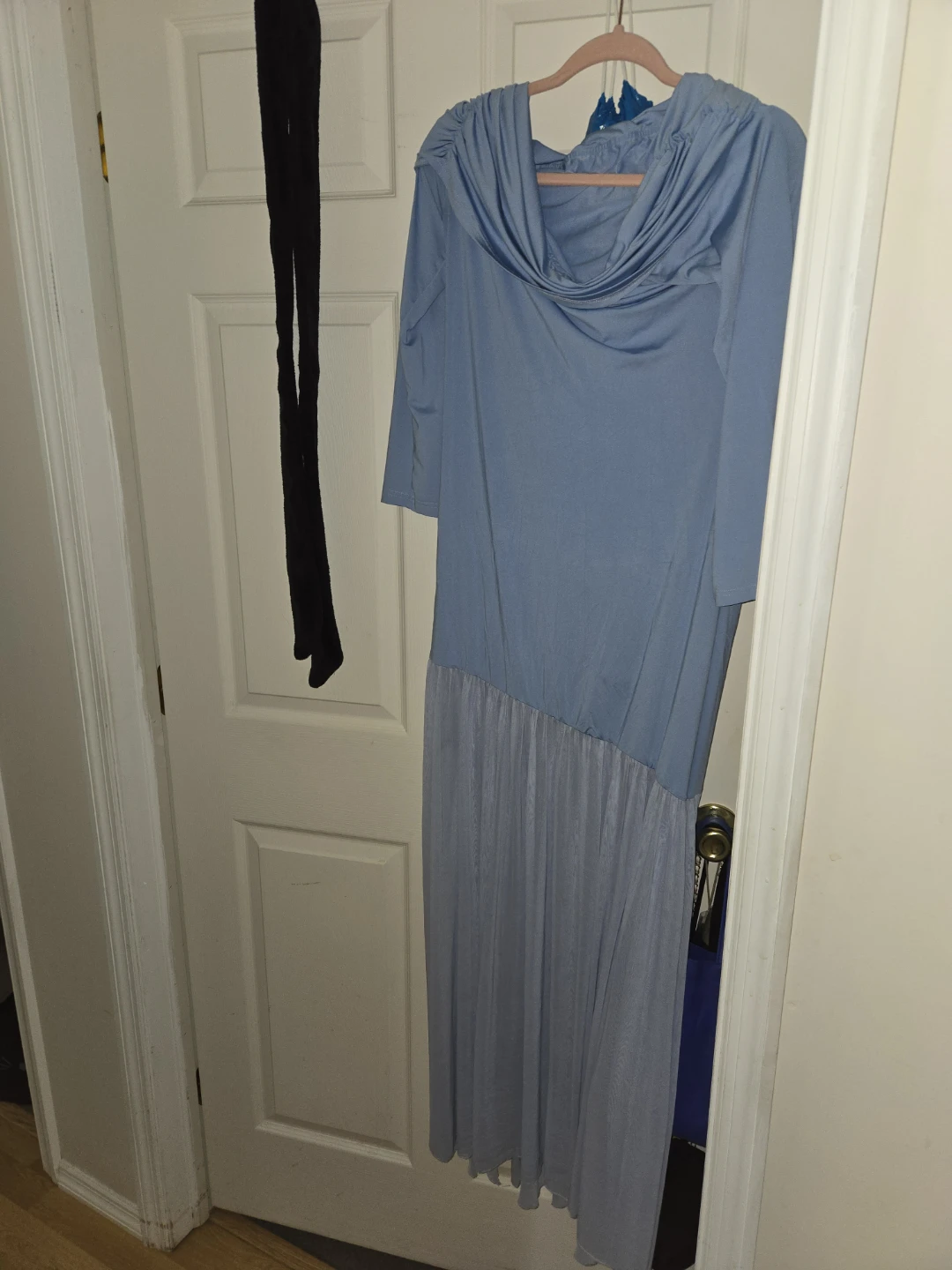 Blue Cowl Neck Maxi Dress