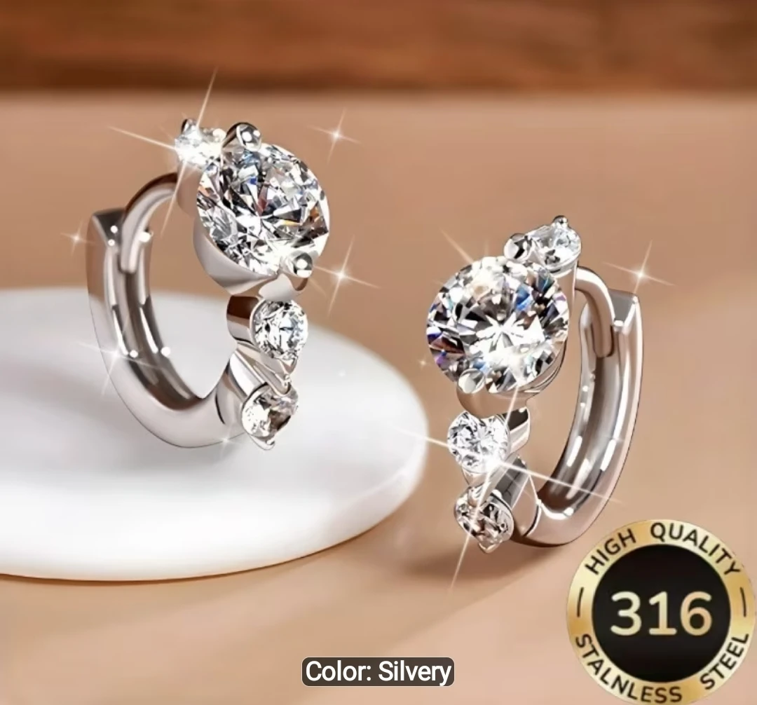 ELEGANT STAINLESS STEEL EARINGS NEW