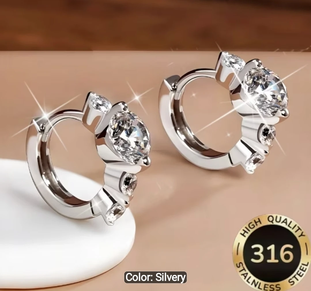 ELEGANT STAINLESS STEEL EARINGS NEW - photo 2