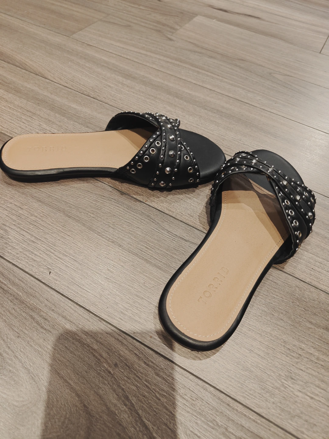 Torrid Black Studded Slide Sandals - photo 2
