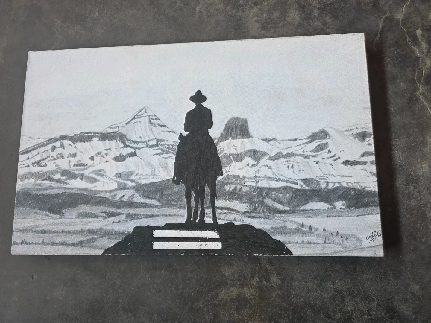 Cowboy on Horseback Painting