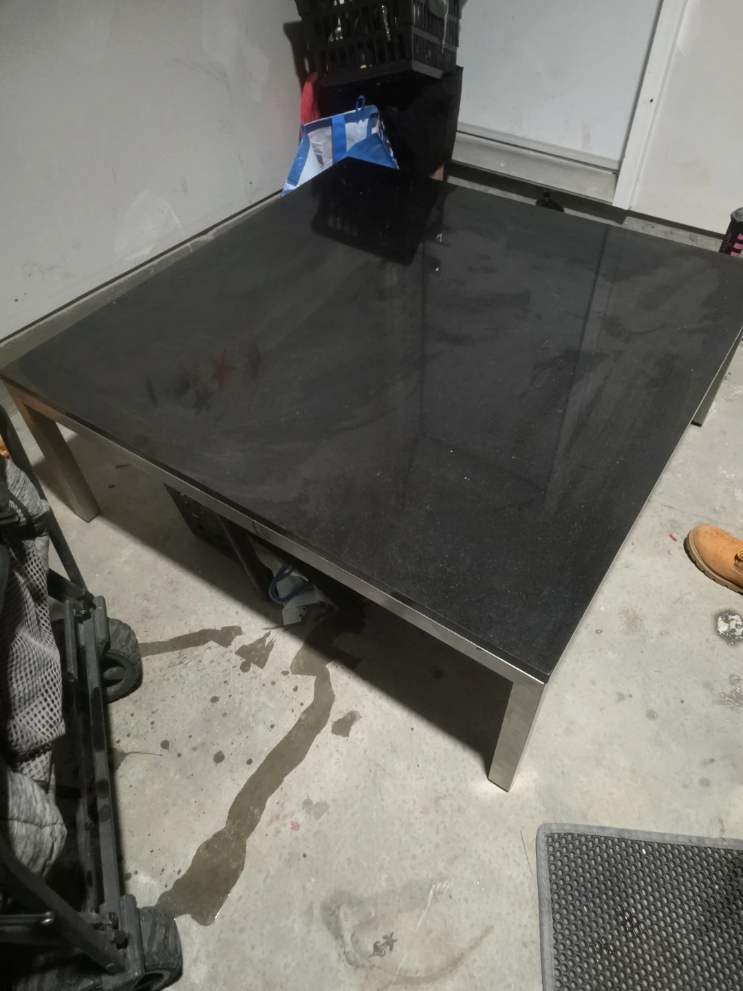 Square Coffee Table - Black Granite Top, Stainless Steel Frame - photo 2