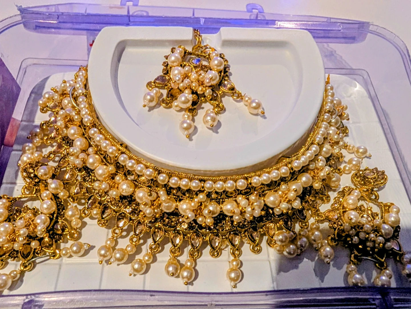 4 Piece Gold Tone Pearl Necklace Set