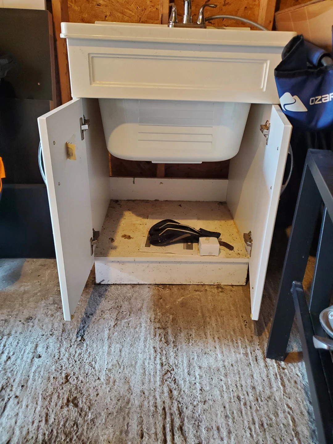 White Utility Sink with Cabinet