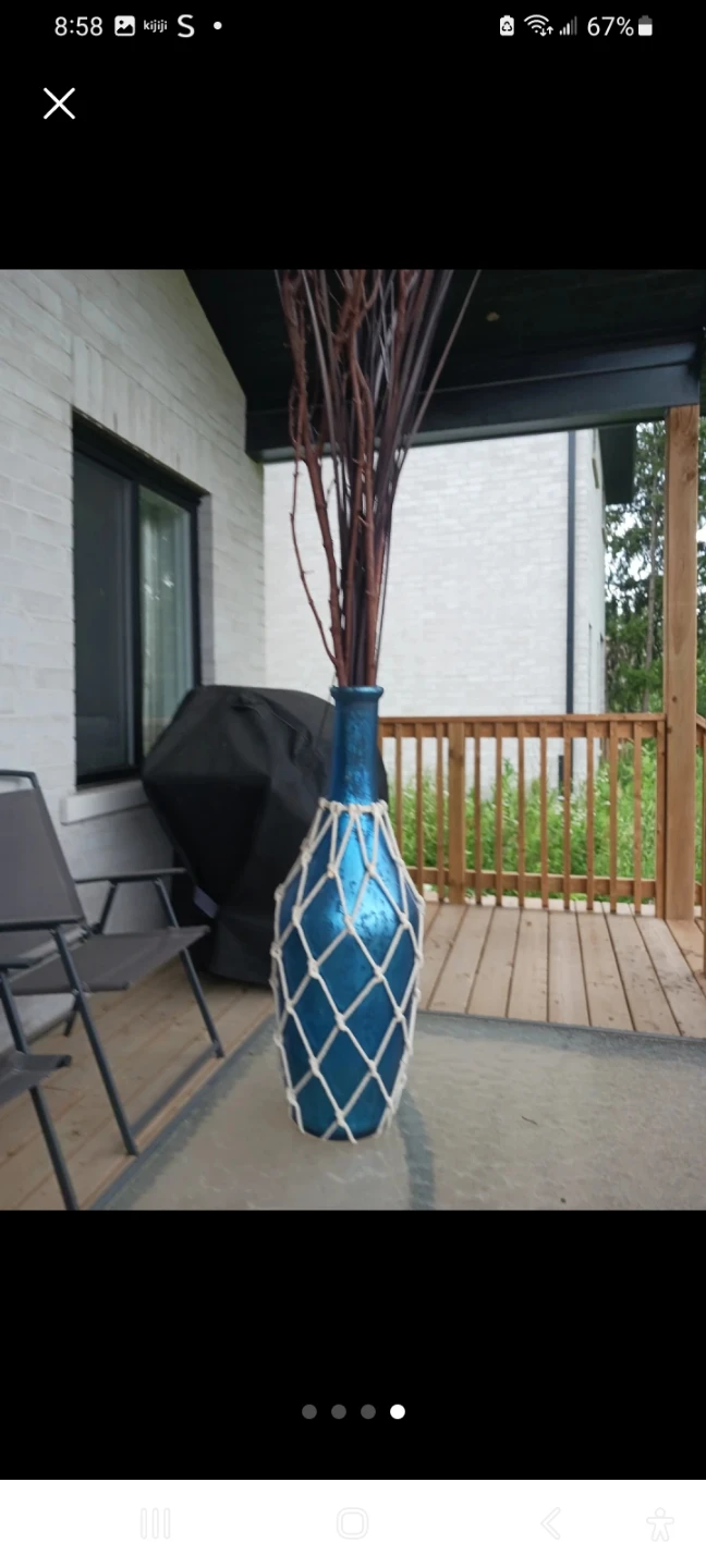 Decorative Blue Glass Vase with Netting - photo 2