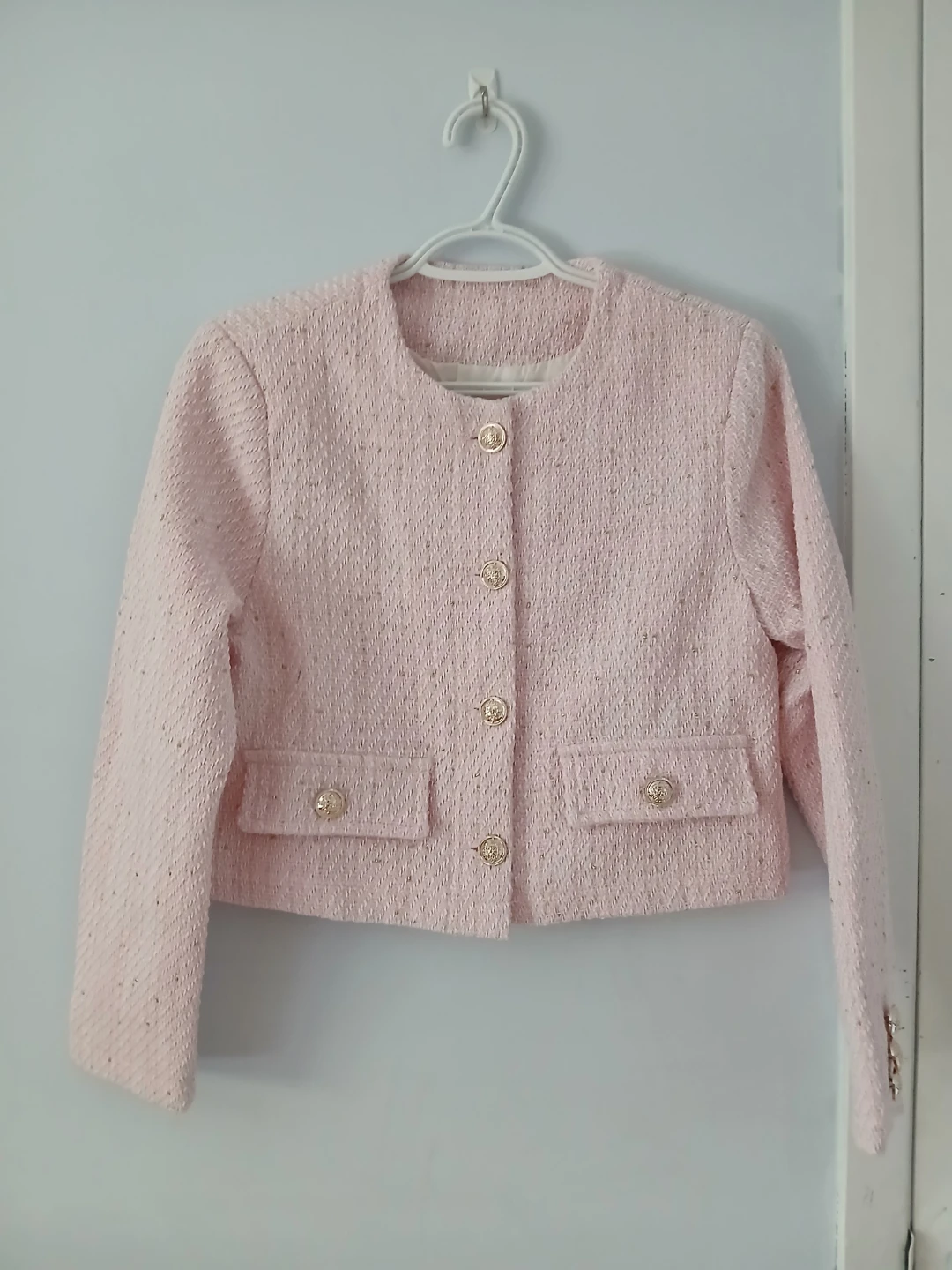 Pink Tweed Cropped Jacket