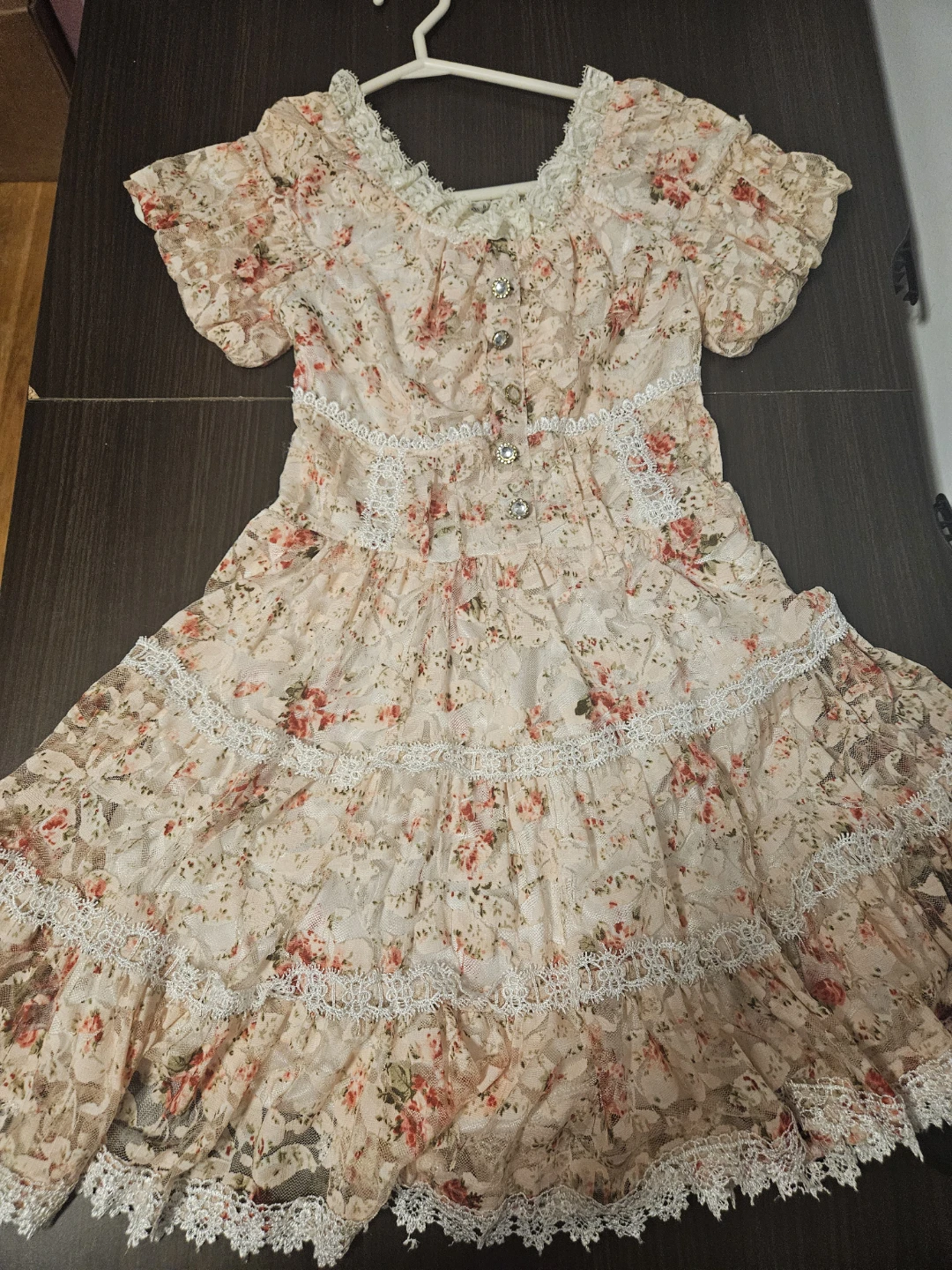Kawaii Japanese Floral Lace Tiered Dress