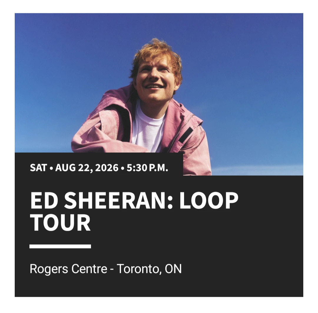 Ed Sheeran Tickets 3x: Saturday Aug 22, 2026, 5.30pm