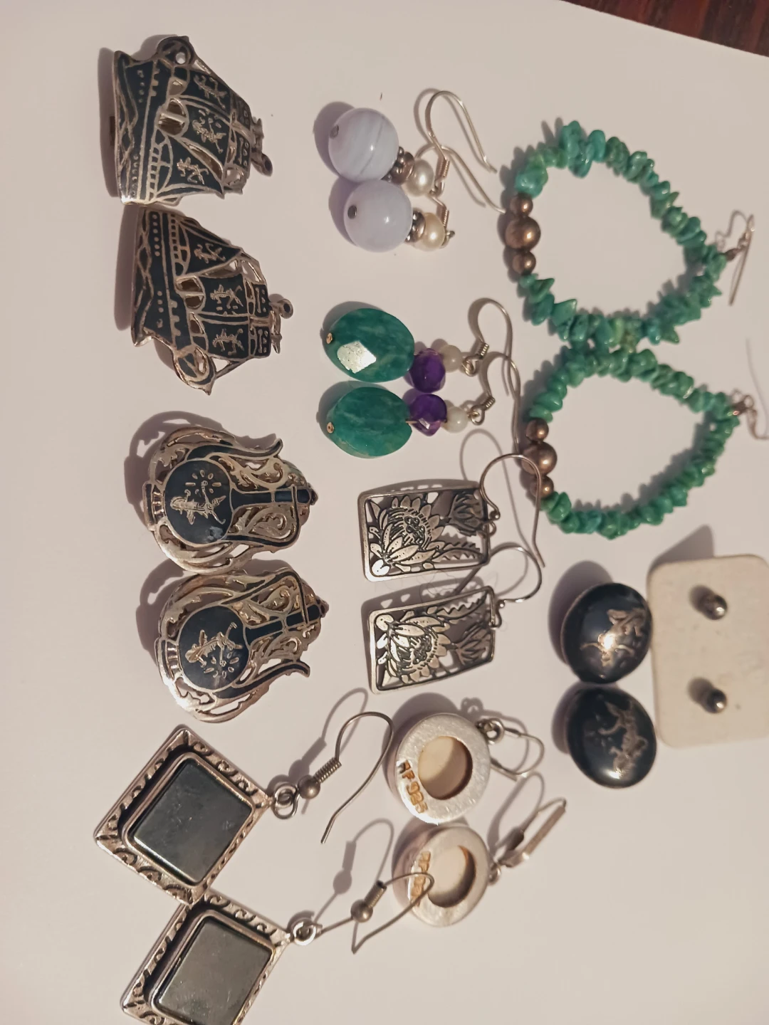 LOT OF 10 × PAIRS OF STERLING SILVER EARRINGS - photo 4