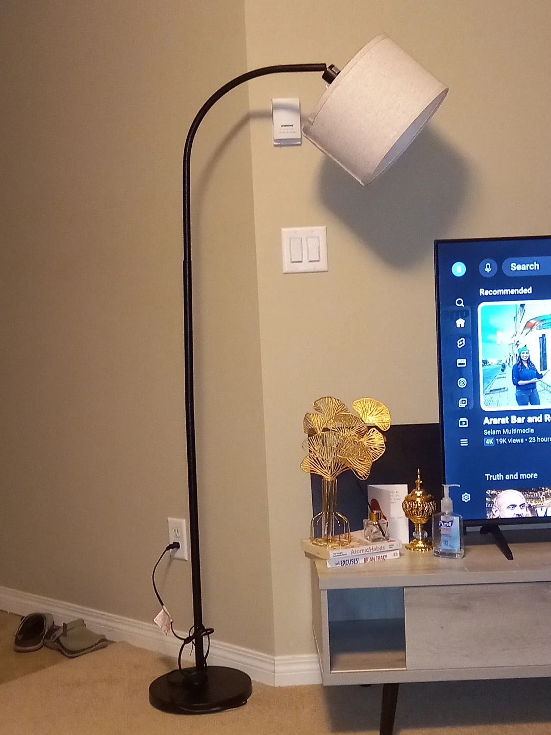 Black Floor Lamp with Fabric Shade