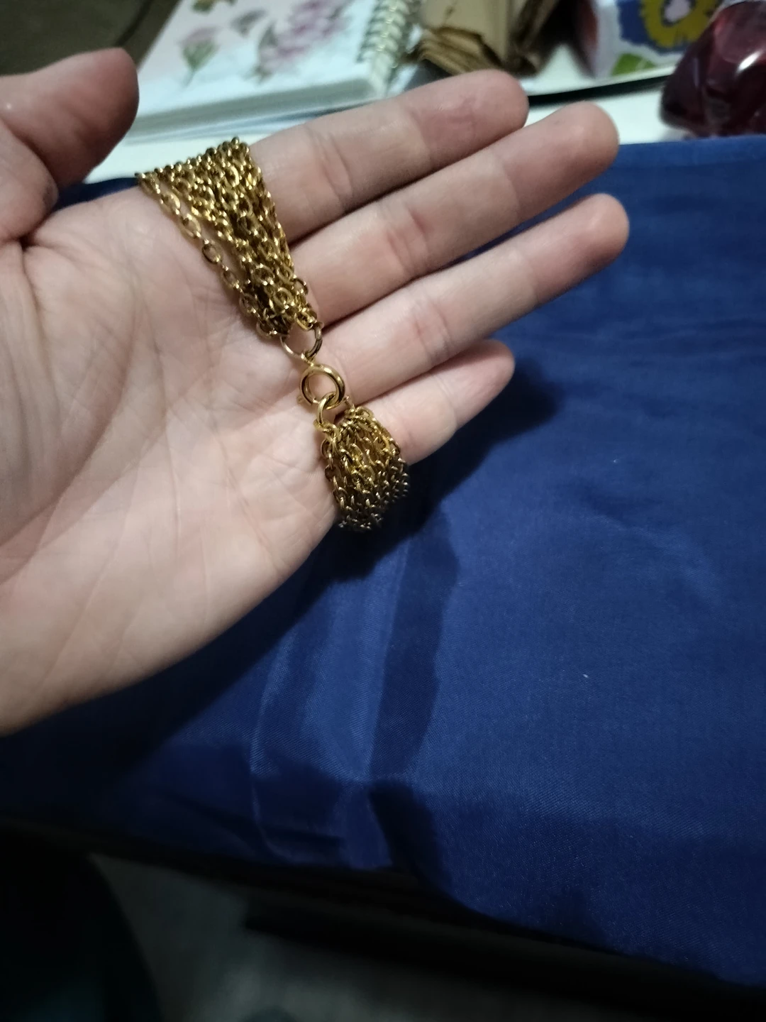 Gold coloured layered chain bracelet - photo 2