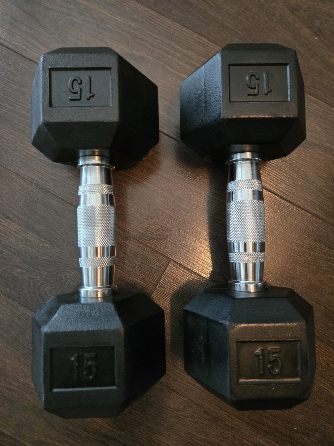 Pair of 15lb Hex Dumbbells