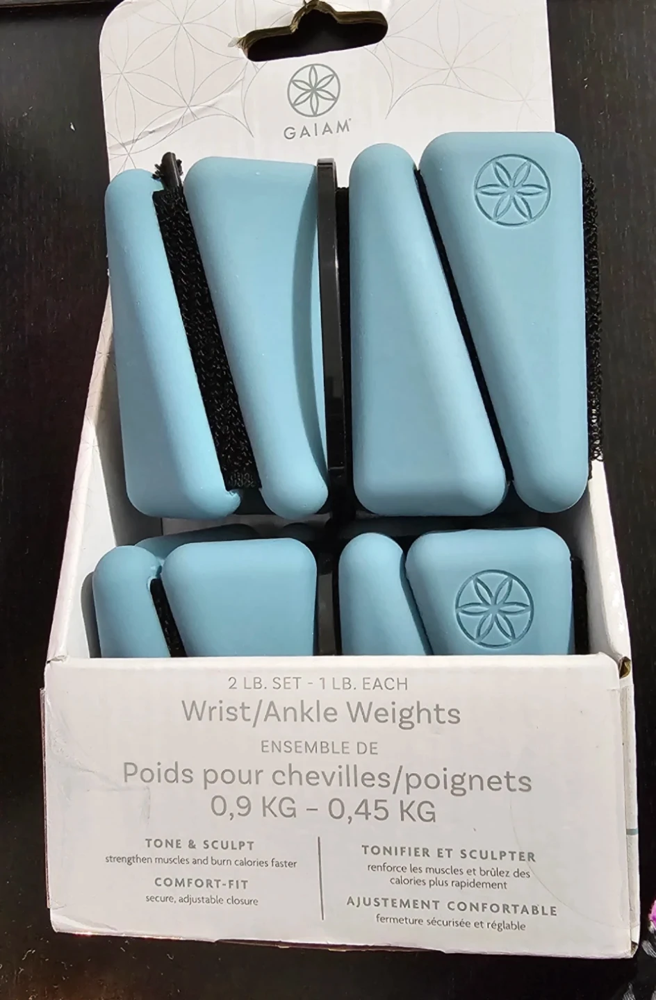 GAIAM Wrist/Ankle Weights Set - 2 lbs total (1 lb each)