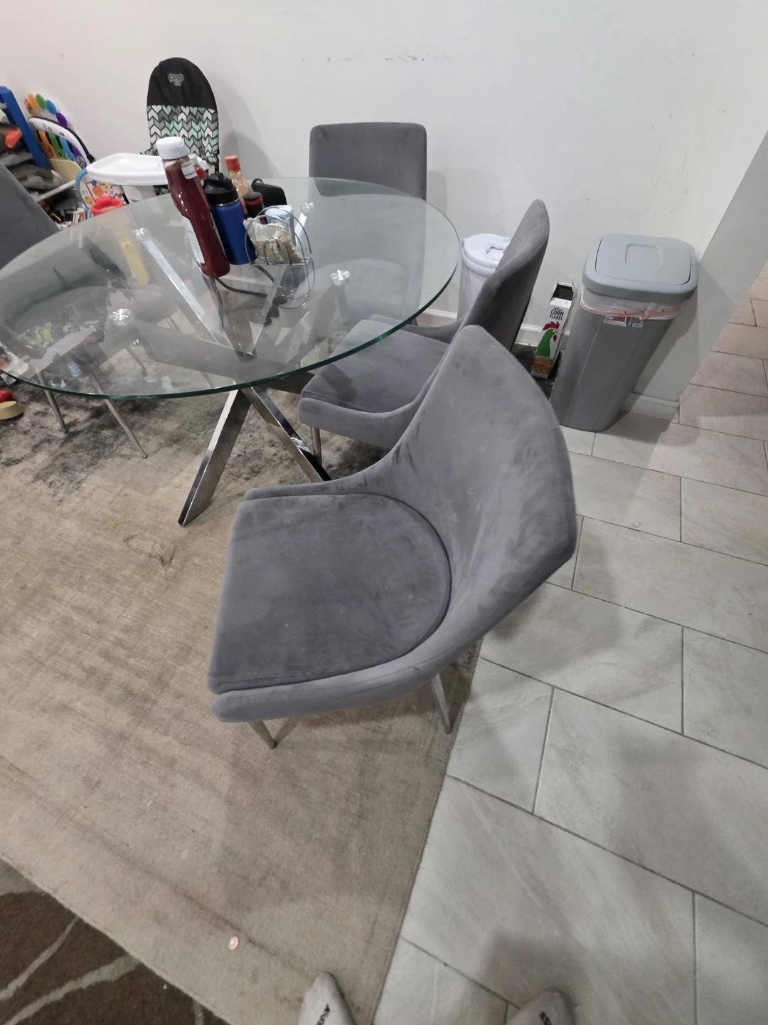 Glass Dining Table with 4 Grey Chairs - photo 2