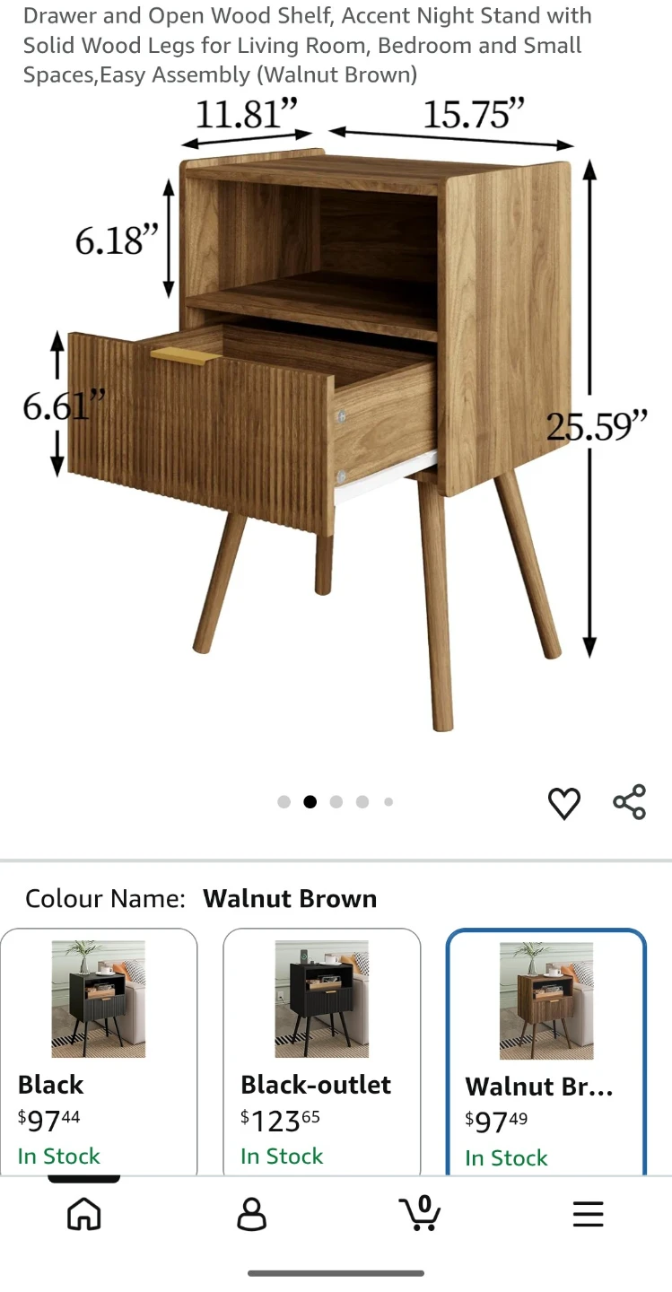Drawer and Open Wood Shelf Accent Night Stand - photo 3