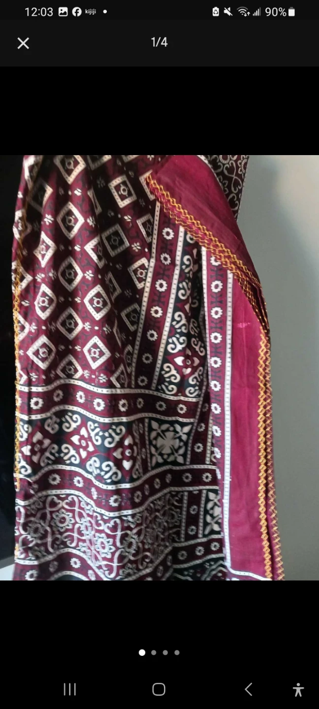 Maroon and White traditional design wearing scarf men and women - photo 2