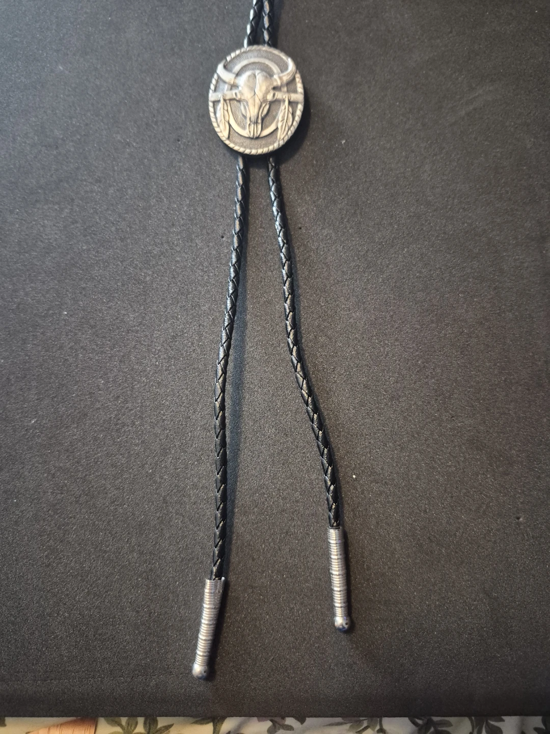 Bolo Tie with Bull Skull Design