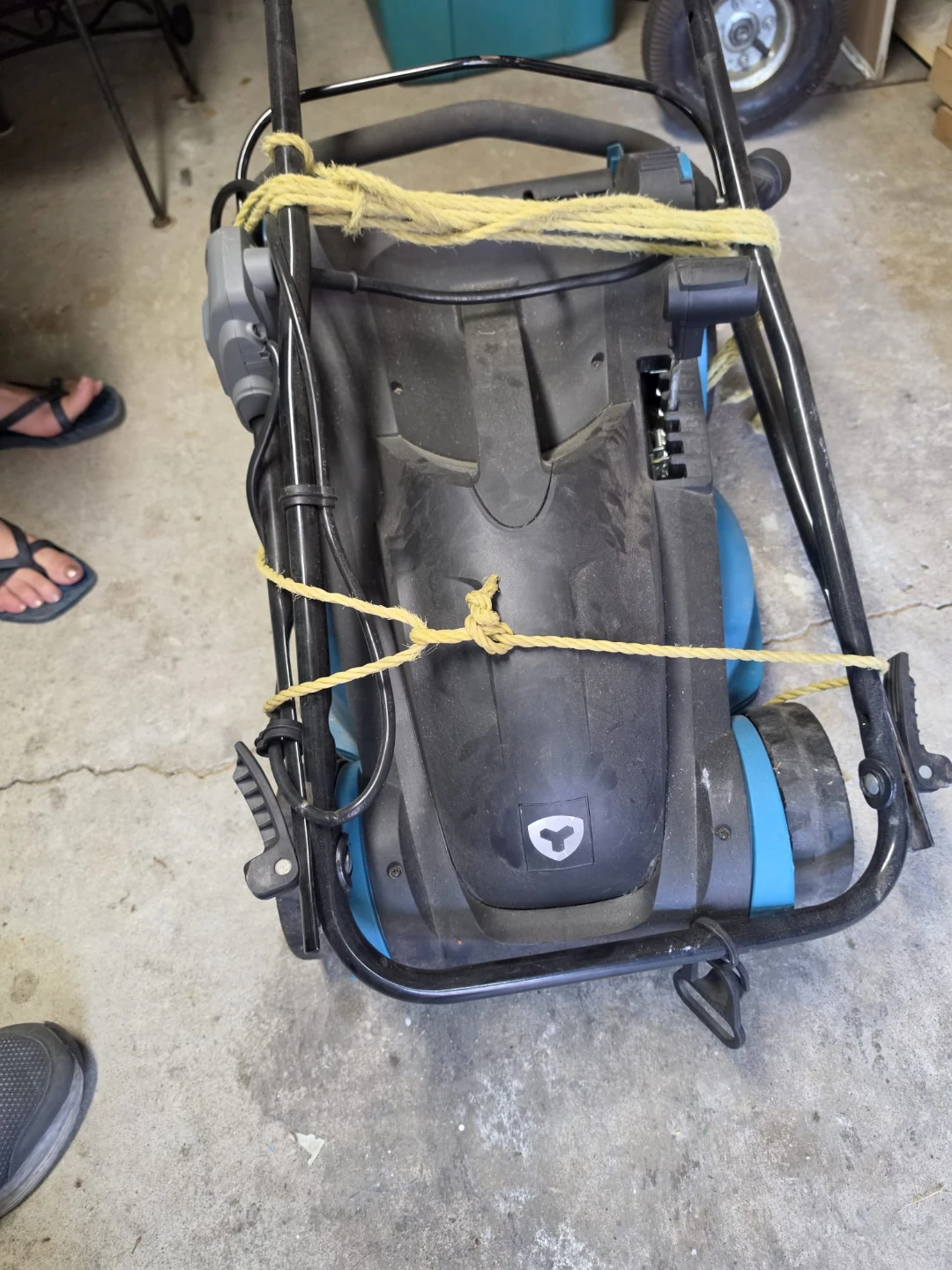 Blue Electric Lawn Mower