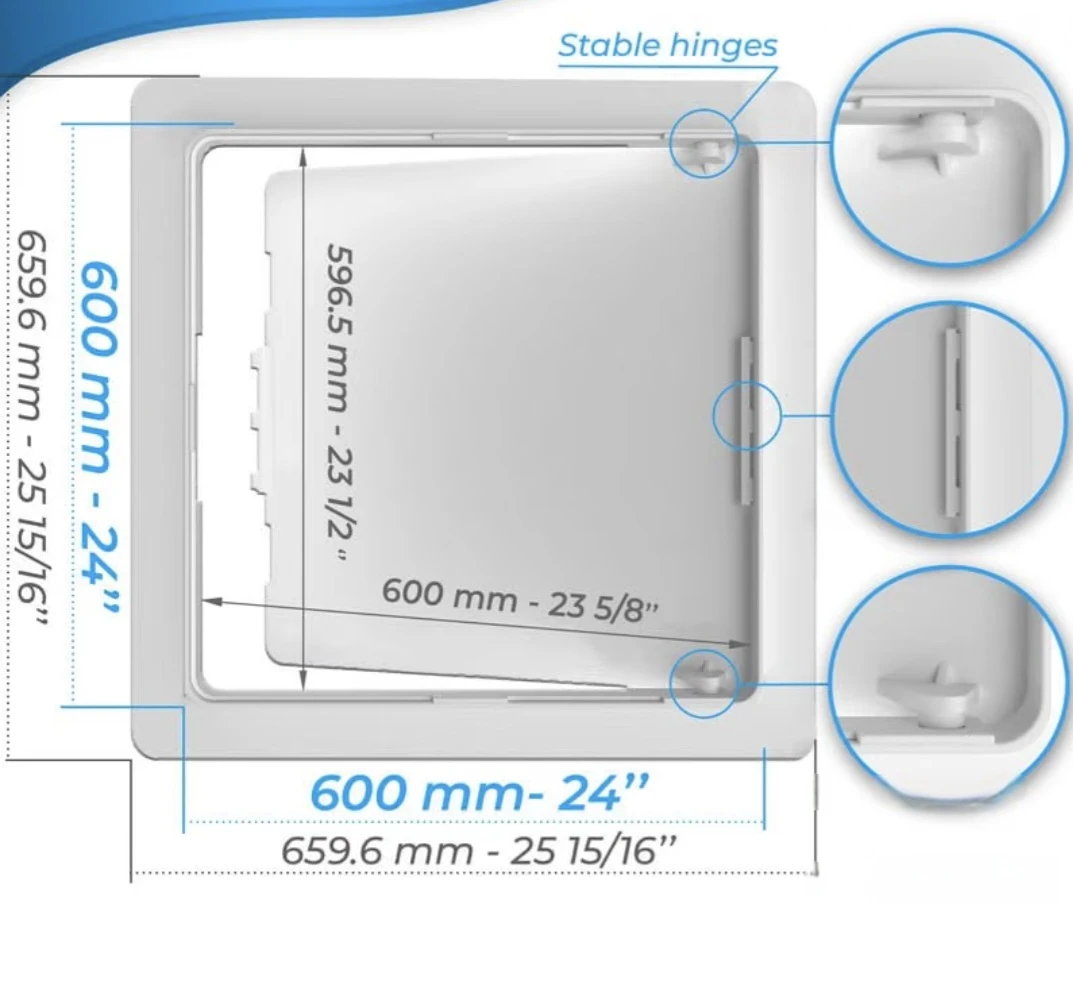 White Access Panel Plastic Detachable Door 24"×24" - photo 4