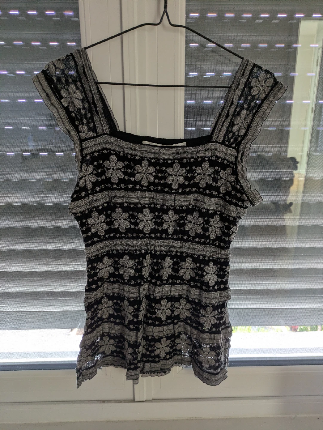 Black and White Floral Top