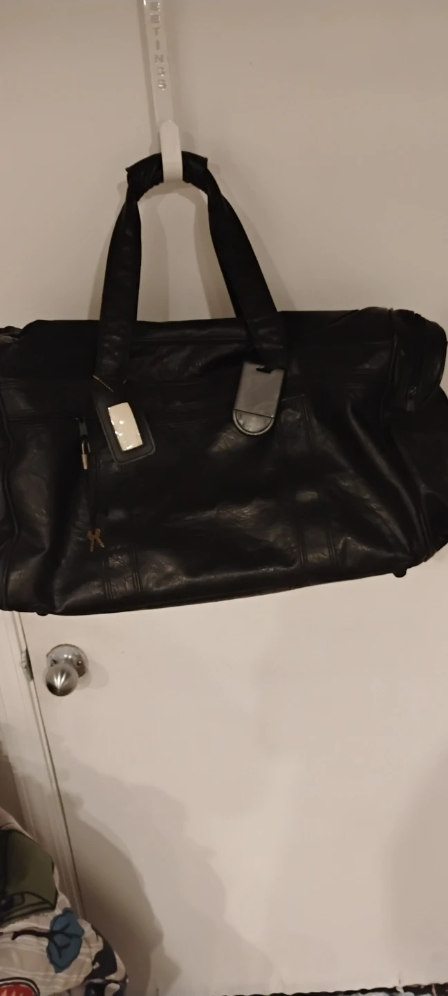 Black Leather Duffel Bag