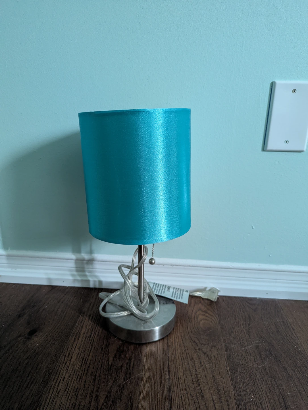 Teal Table Lamp with Satin Shade