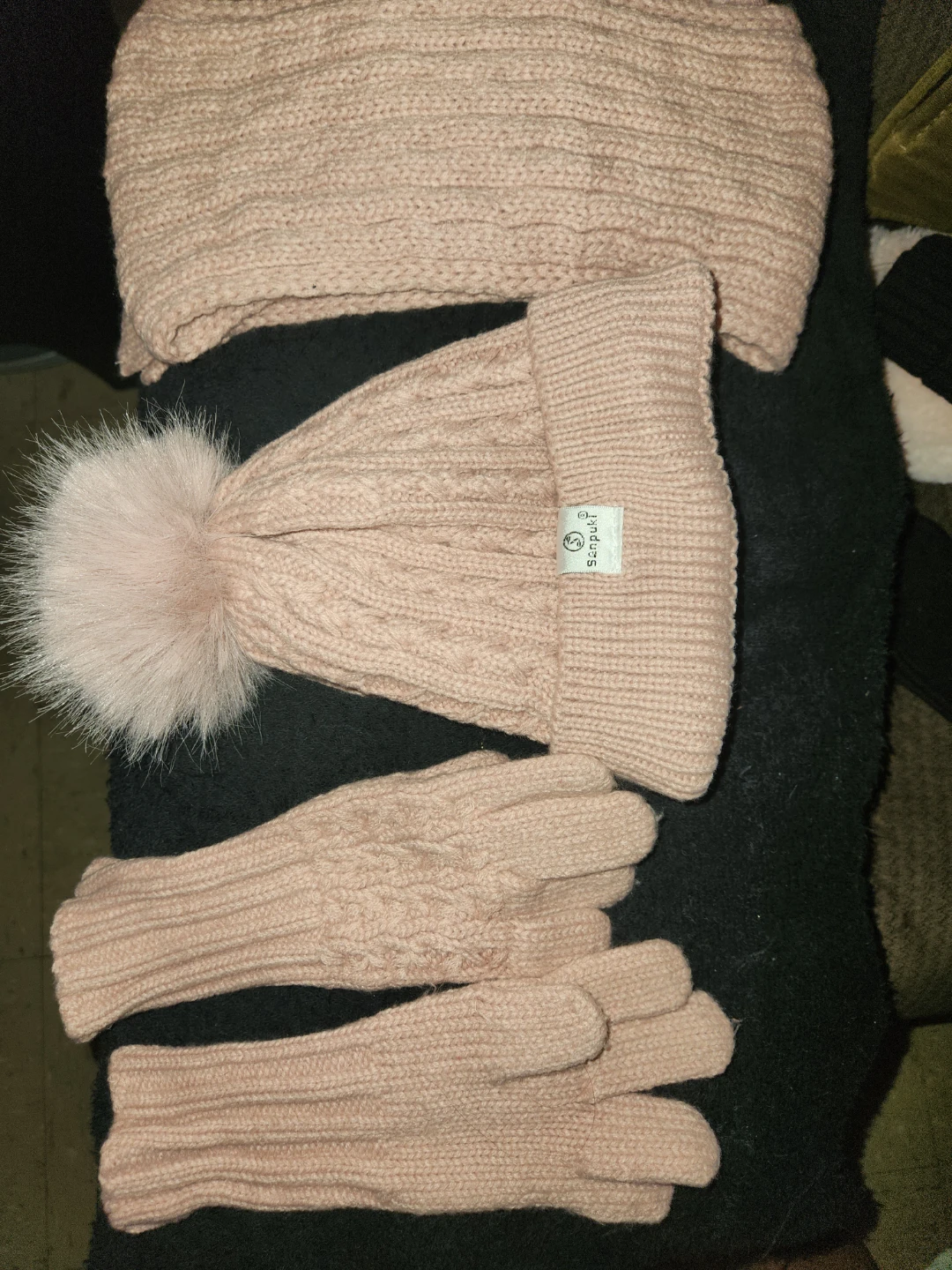 Pink Knit Beanie with Pom Pom