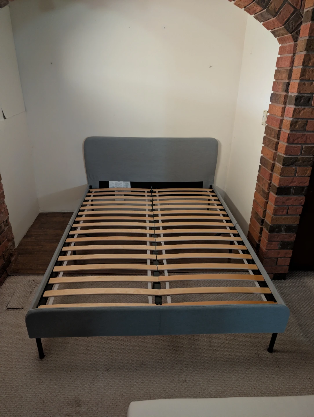Grey Upholstered Bed Frame and Mattress - Full/Double Size