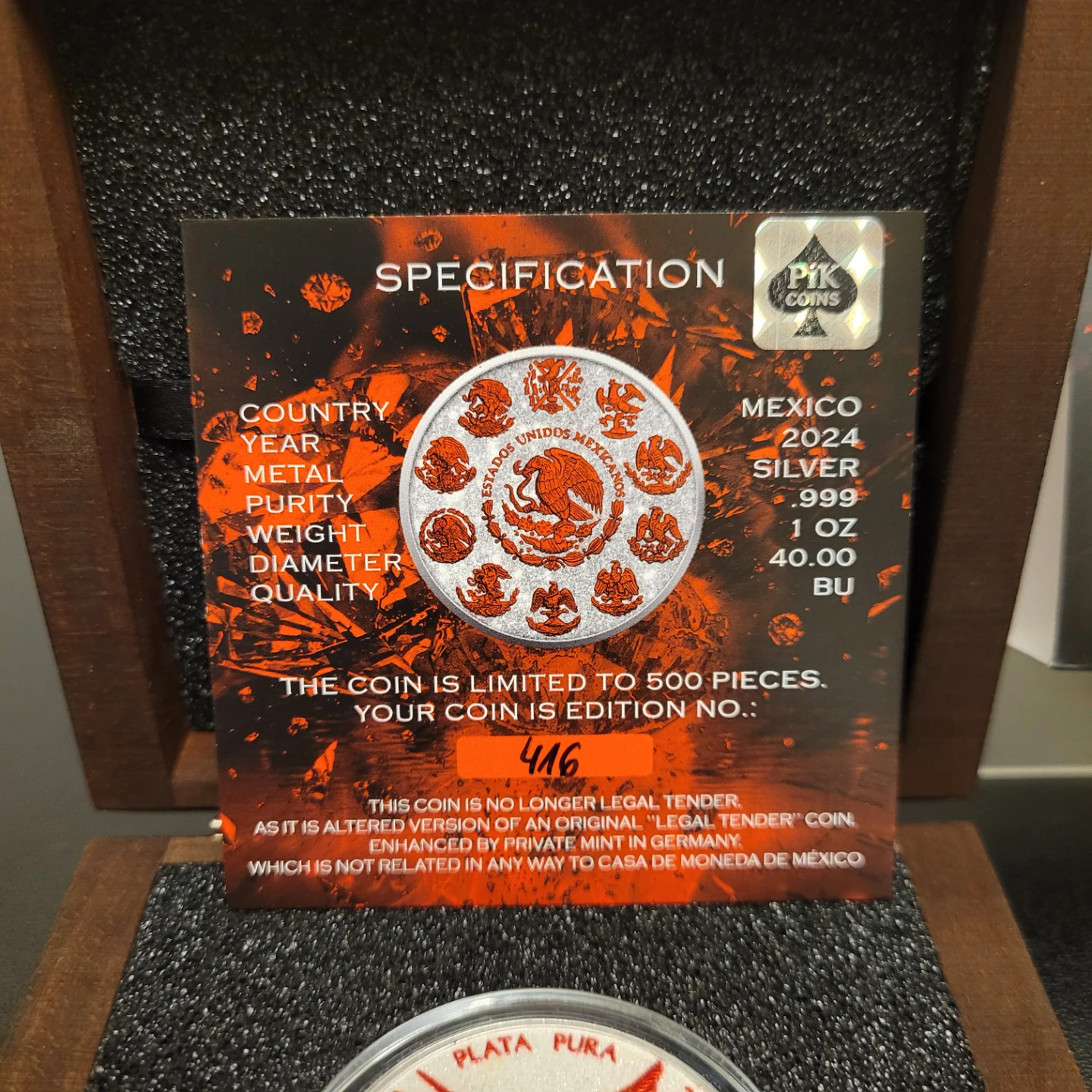 2024 Libertad Diamond Dust Fire Silver Coin - photo 3