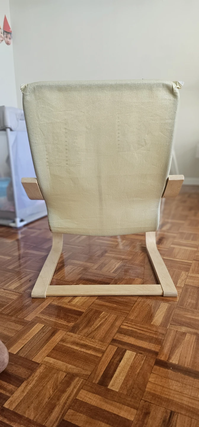 Light Wood and Cream Upholstered Rocking Chair - photo 3