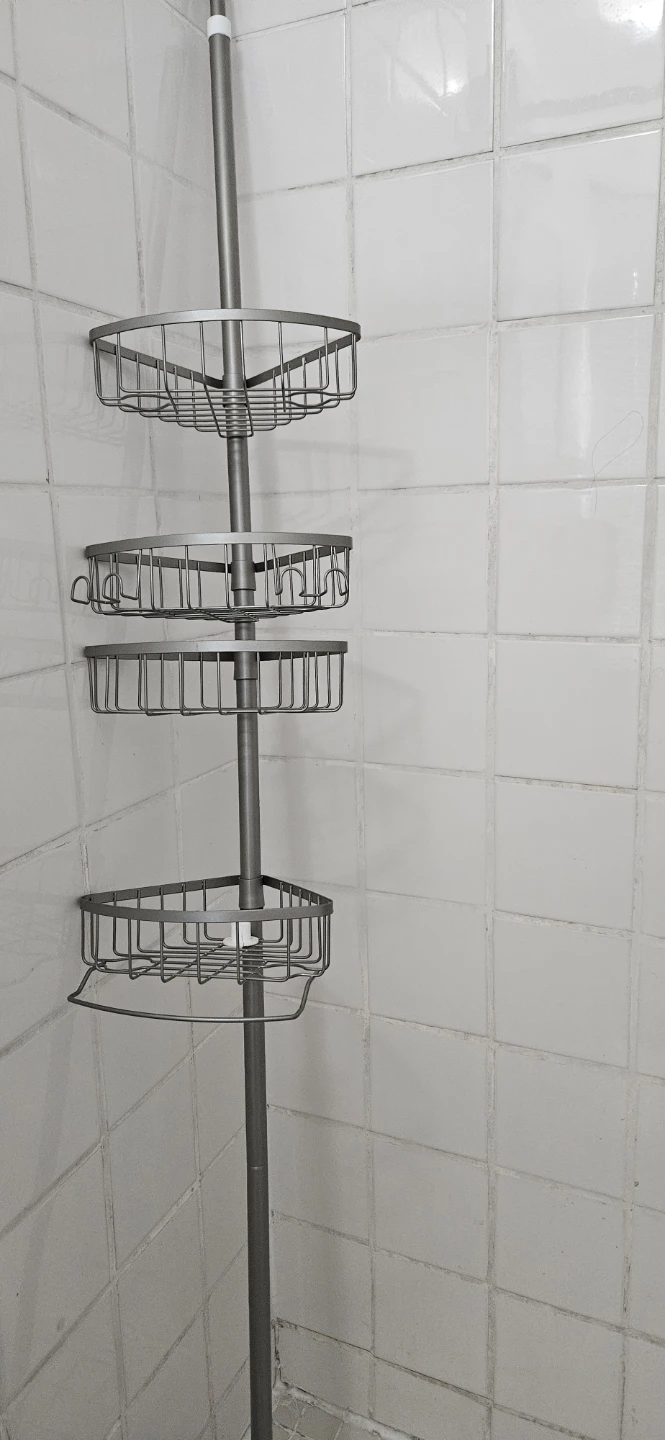 4-tier bathroom tension rod shelves