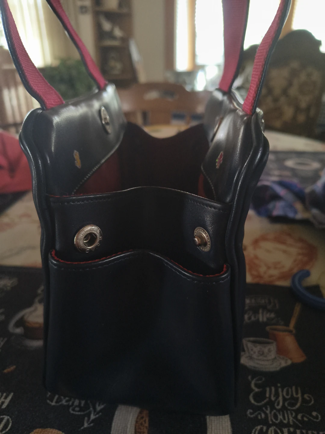 Black "DAKI" Mini Tote Bag with Red Accents - photo 3