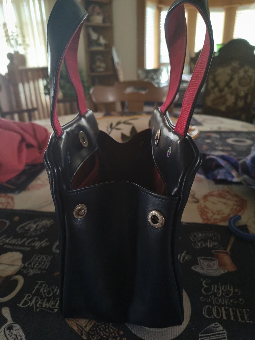 Black "DAKI" Mini Tote Bag with Red Accents - photo 5