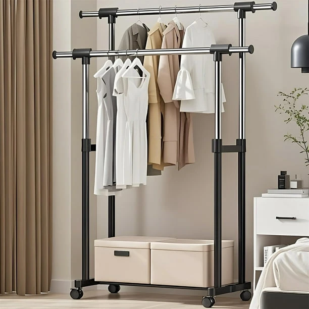 (BRAND NEW) Double Rod Garment Rack with Wheels - photo 4