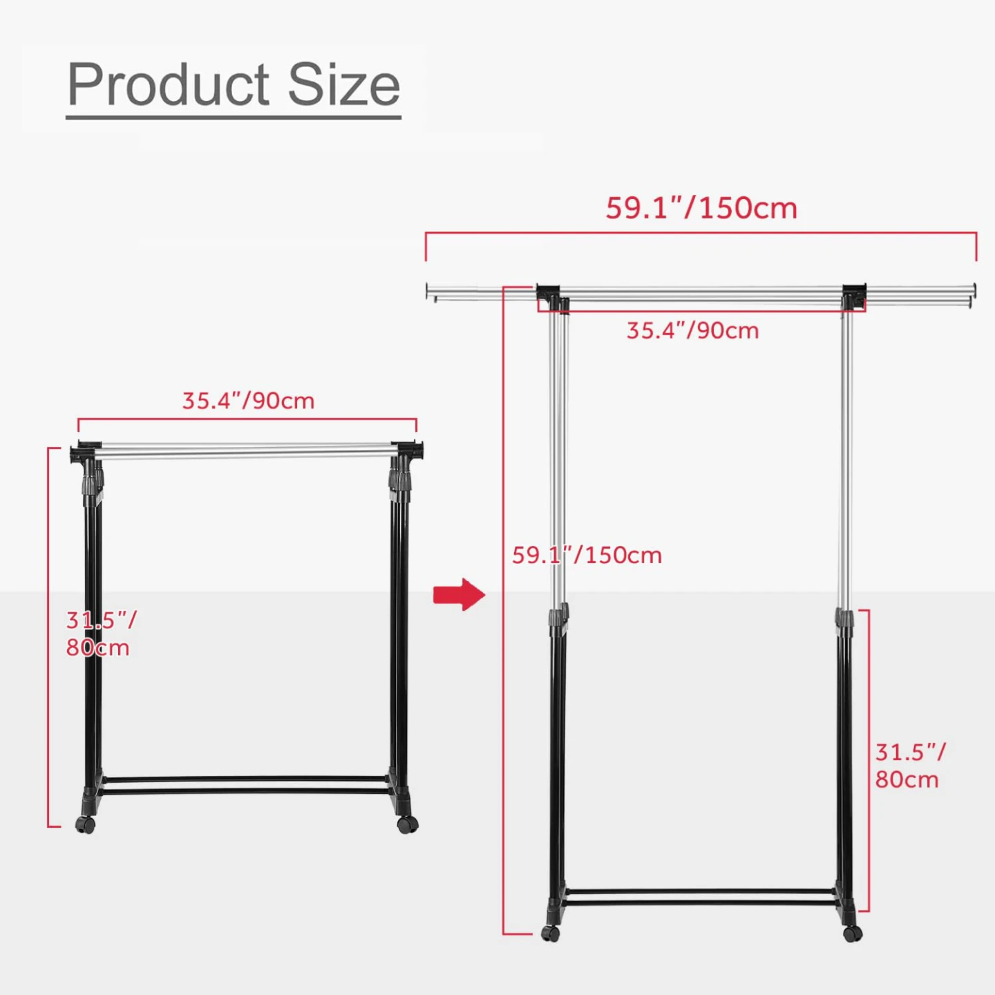 (BRAND NEW) Double Rod Garment Rack with Wheels - photo 5