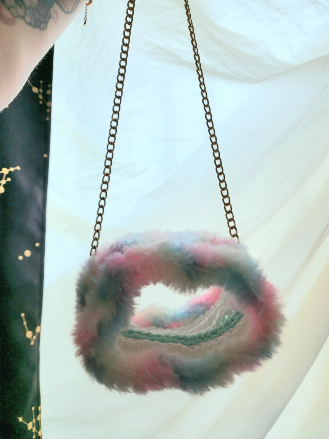 Fuzzy, Beautiful crochet handmade Cotton Candy Chain Bag - photo 3
