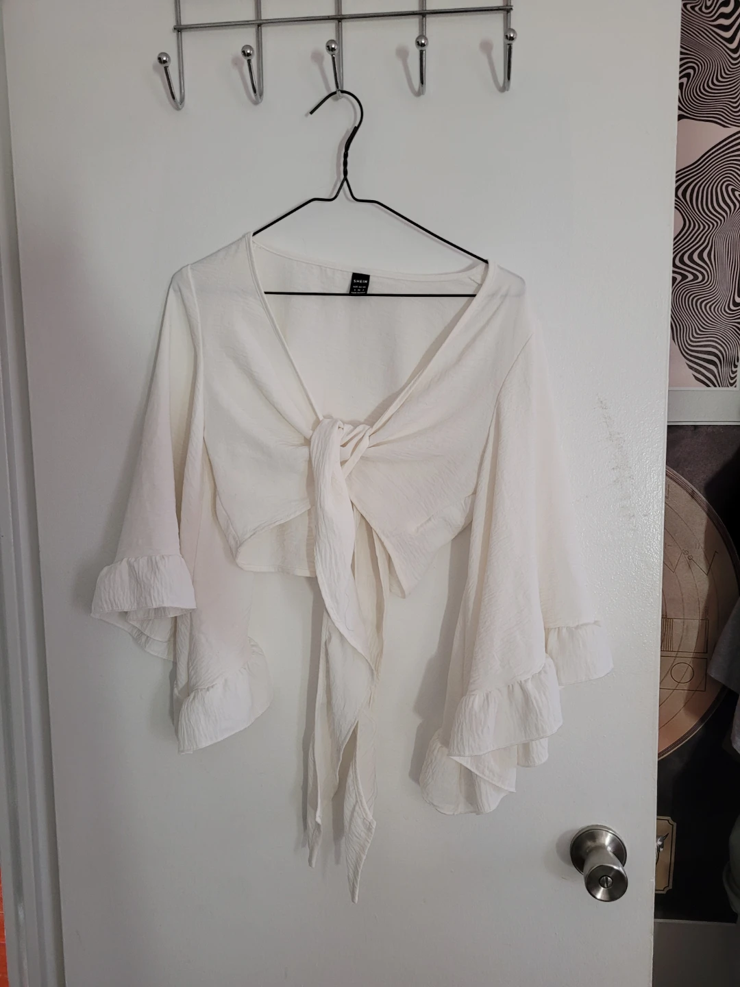 White Tie Front Crop Top
