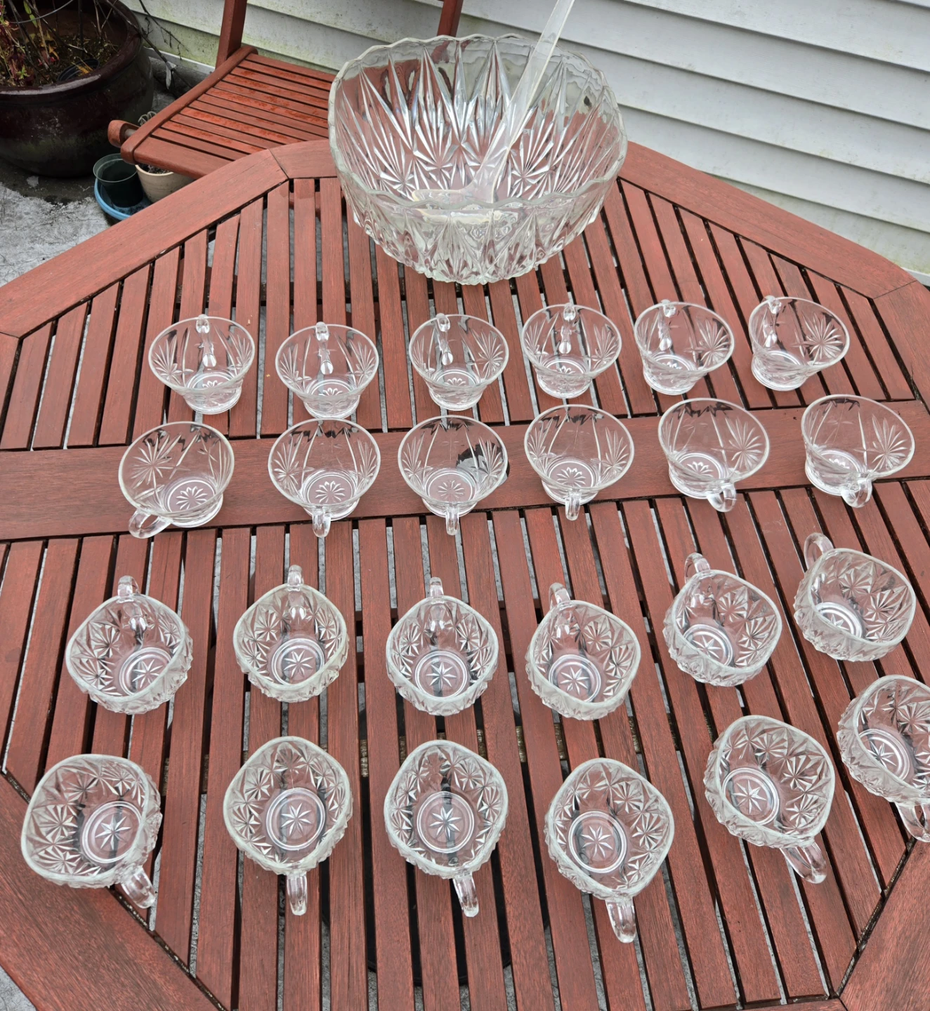 Glass Punch Bowl and Cups Set