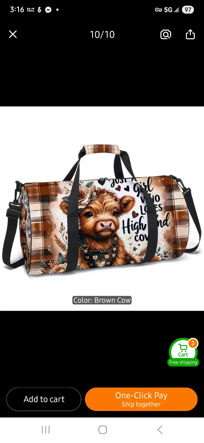 NEW Highland Cow Duffle Bag