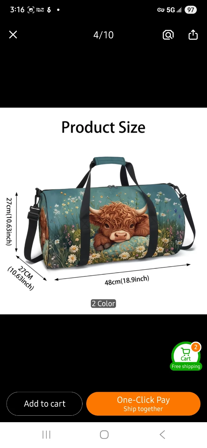 NEW Highland Cow Duffle Bag - photo 2