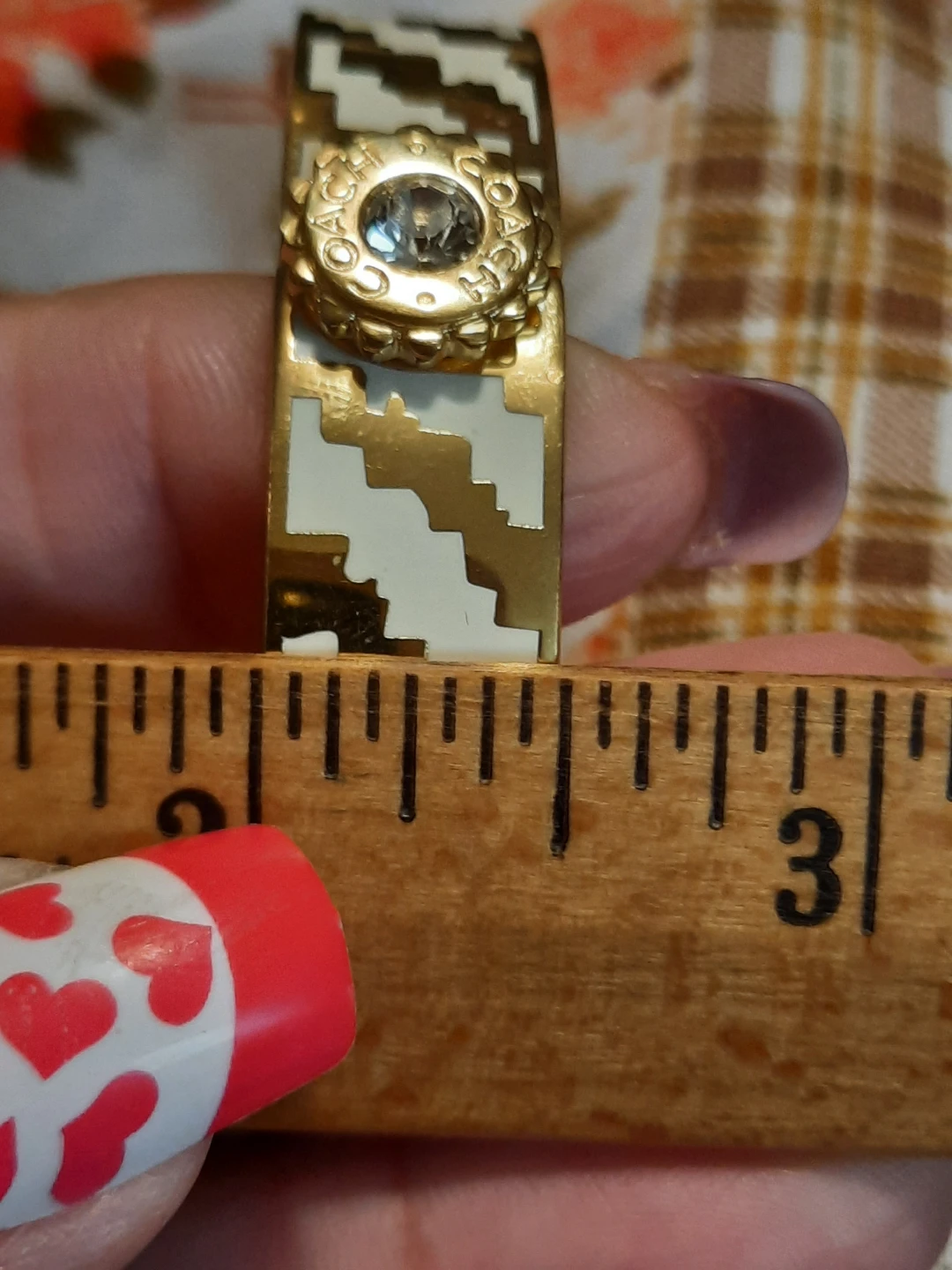 Coach Gold & White Zigzag Bangle Bracelet with Crystal Accent - photo 2