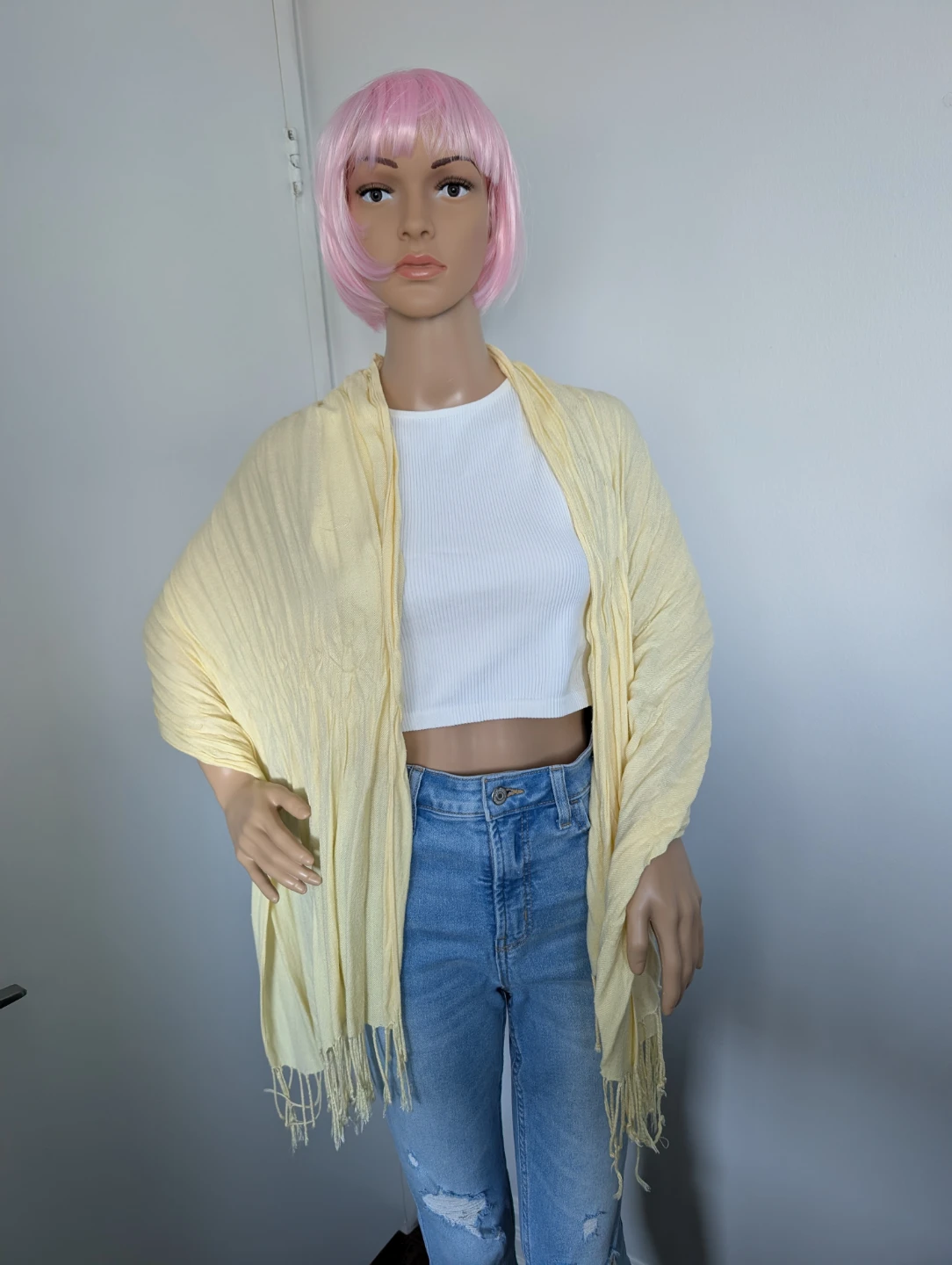 COSTA BLANCA Yellow Fringe Scarf