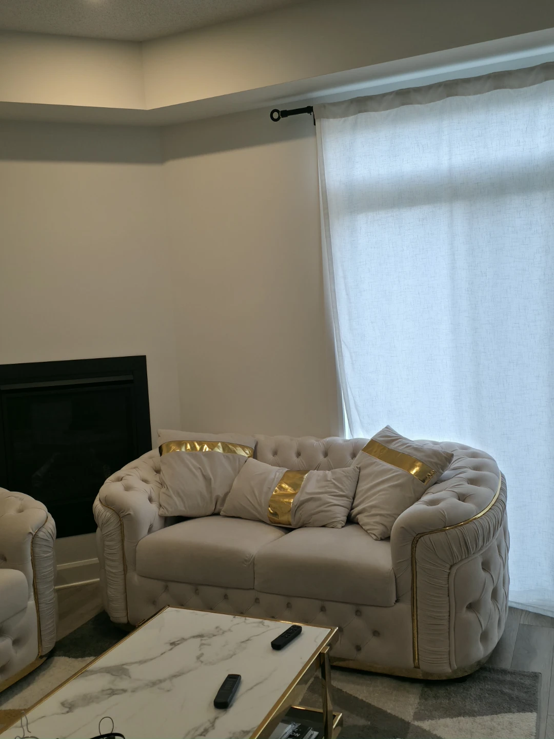 Tufted Sofa with Gold Accents - photo 3