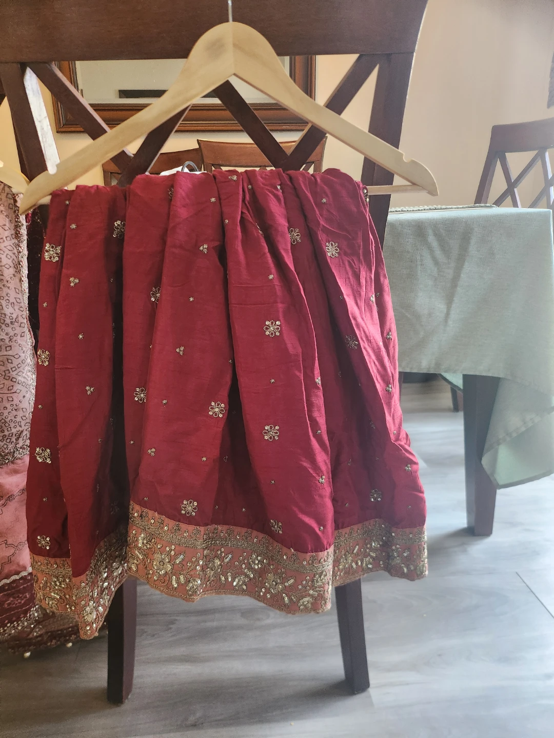 Embellished Red Kurti with Matching Dupatta