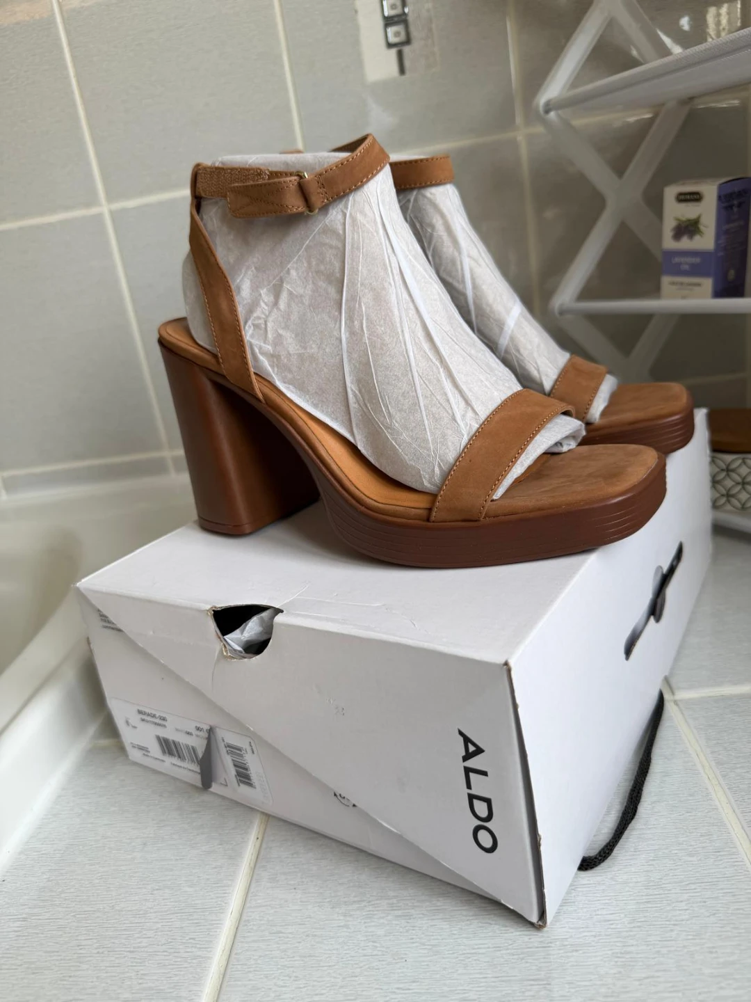 Aldo Brown Suede Block Heel Sandals Size 10