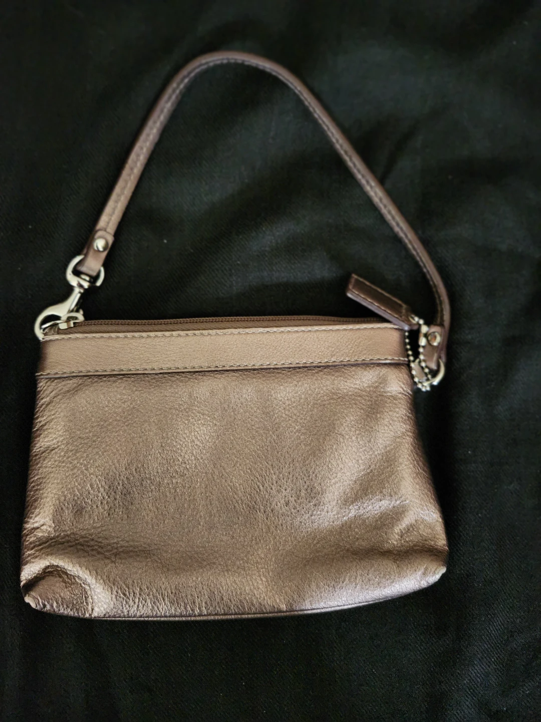 Coach Wristlet Pouch Bronze Metallic Leather - photo 2