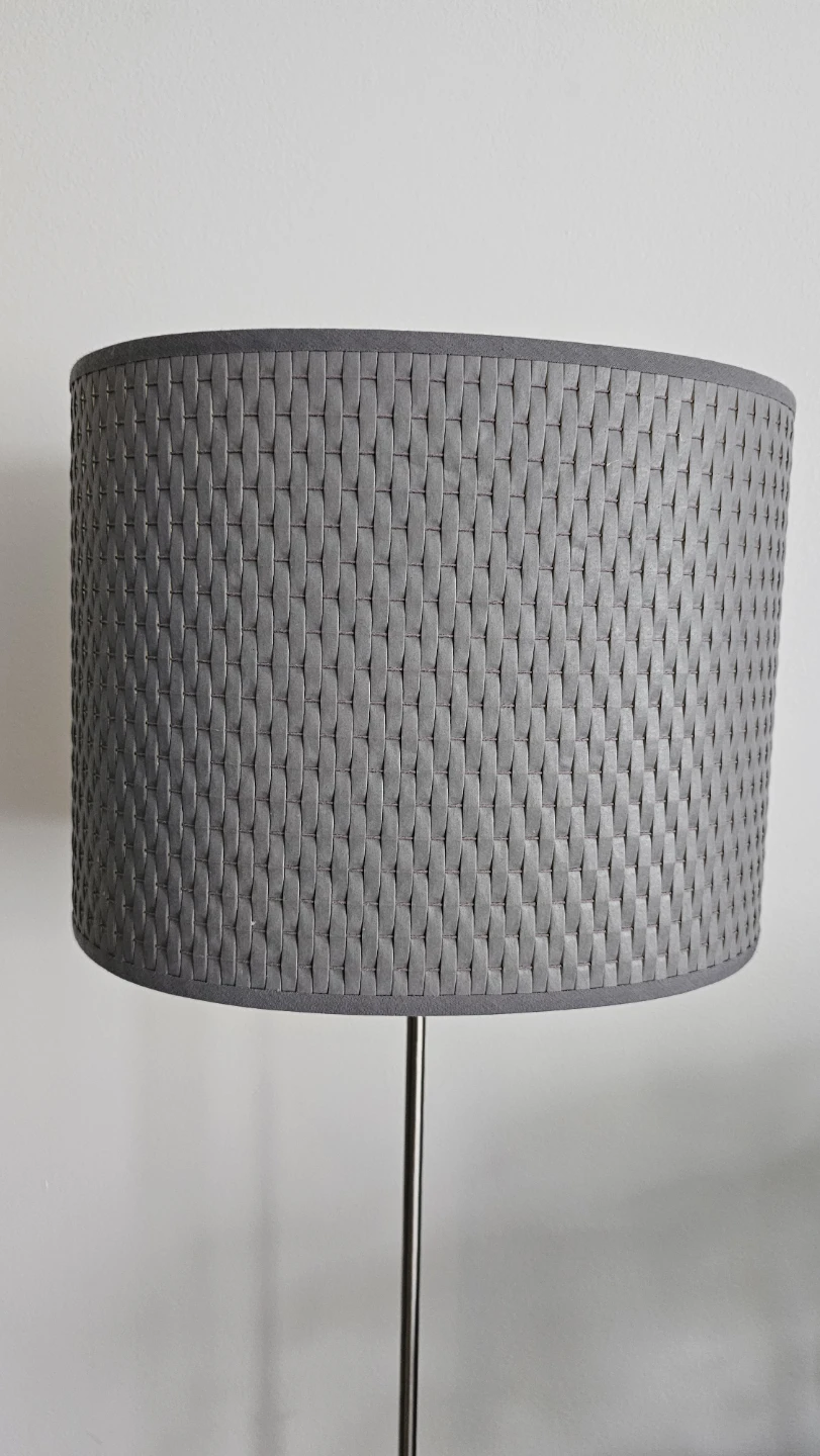 Grey Floor Lamp with Woven Shade - photo 2