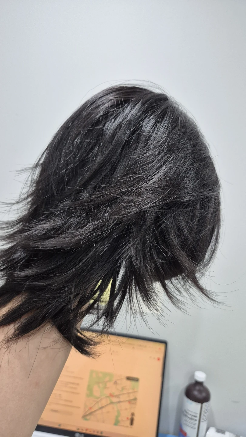 Black wolf cut wig