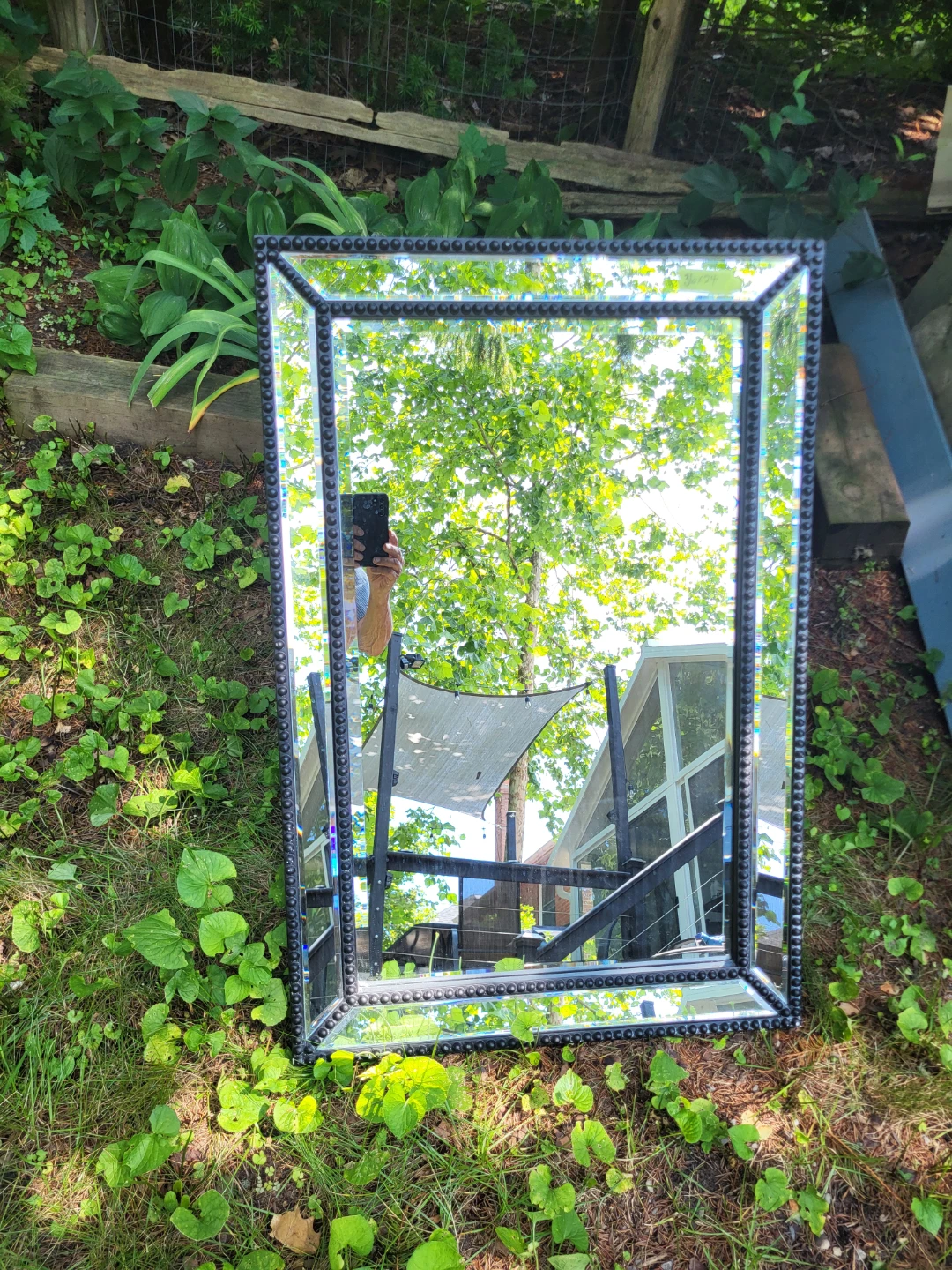 Decorative Wall Mirror with Beaded Frame